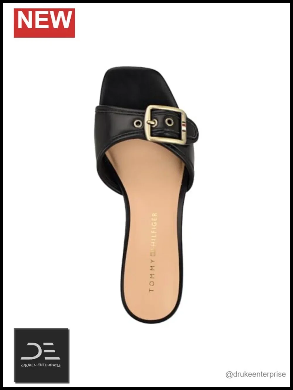 Faux Leather Kitten Heel Sandals with Buckle Strap, Slip-On Square Toe